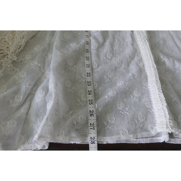 Max Edition Floral Lace Kaftan Shirt Women L/XL Batwing Sleeve Sheer Fringe Trim - Picture 11 of 13